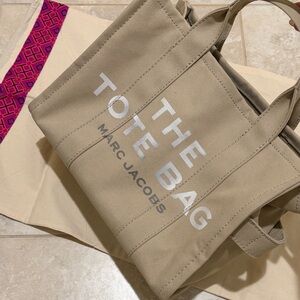 Marc Jacobs Khaki Tote with White Lettering